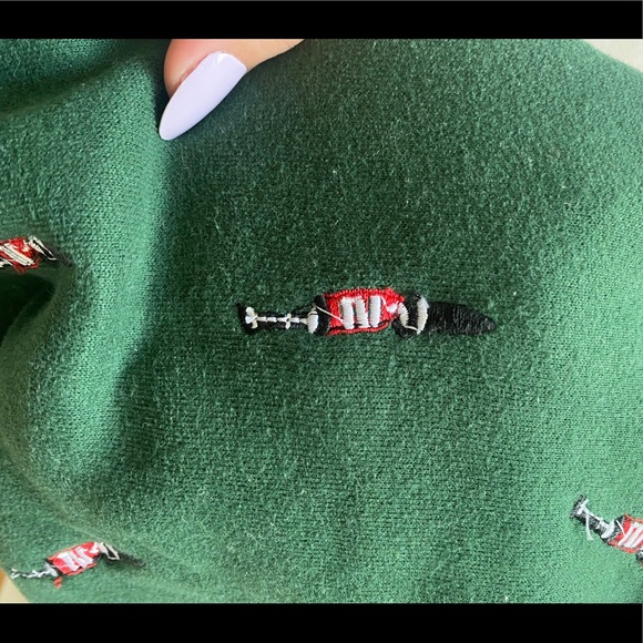 Dark Green Crewneck Sweatshirt with Embroidery - Picture 6 of 6